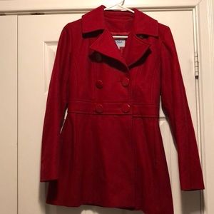 Red pea coat